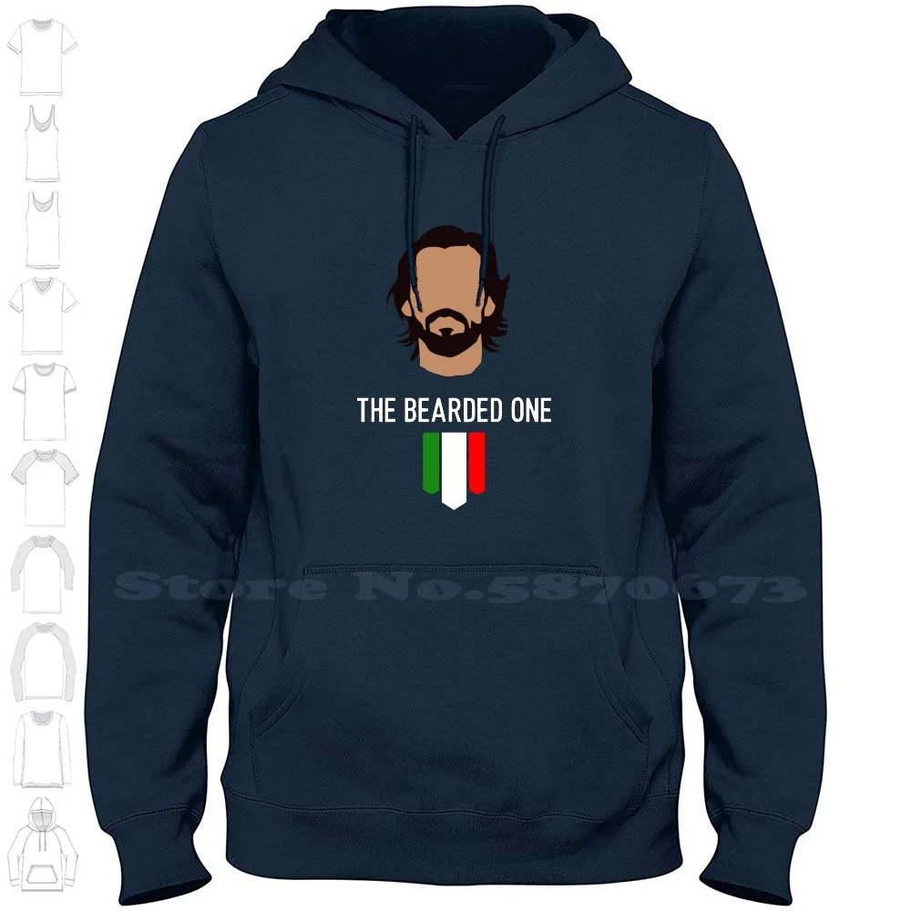 The Bearded One-Pirlo 100% Cotton Hoodie T-Shirt Andrea Pirlo Italy Soccer Football Player Serie A Italian Beard Calcio