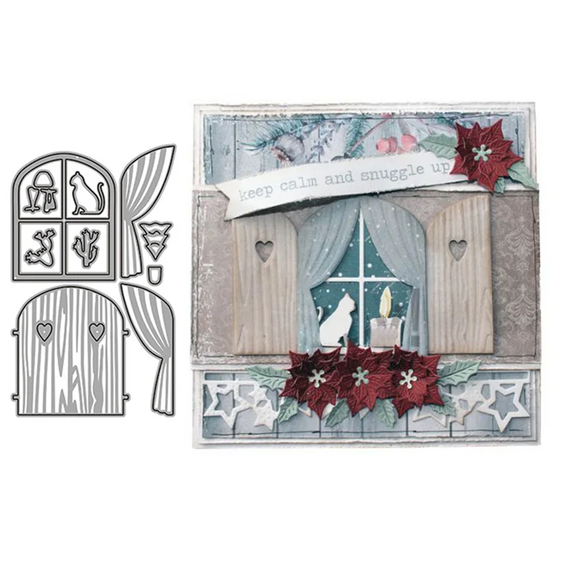 New Dies Christmas Winter Window Metal Cutting Dies Scrapbooking Embossing Folder for Card Making Album Decor Stencil