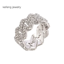 Punk Hip Hop Ring Iced Out Cuban Link Chain 10mm Bling Charm Micro Pave Cubic Zirconia Jewelry For Men Women Rapper Jewerly