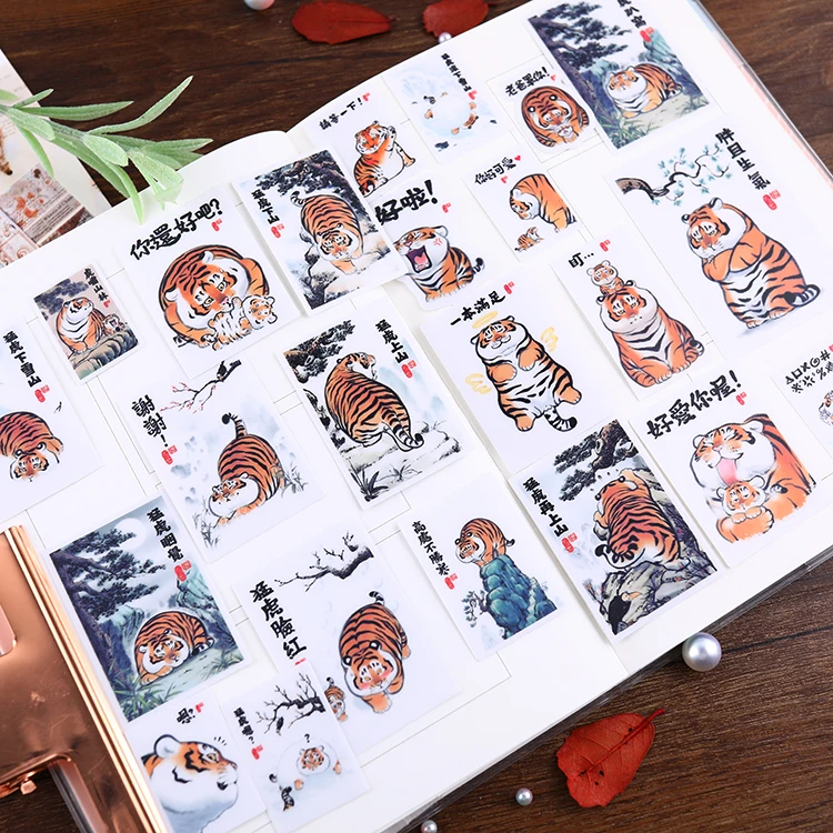 24pcs/lot Cute tiger Sticker Diy Album Scrapbooking Diary Planner Journal Sticker Decorative Label For Kids