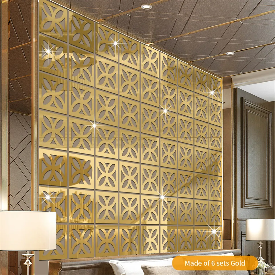 12 יחידות\סט מראה חלול קיר מדבקת ארבעה עלה פרח לסלון מחקר תקרת ארון קישוט בית עיצוב מדבקות