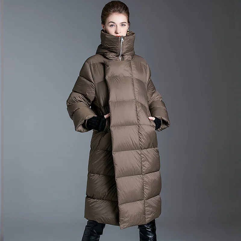 Inverno das mulheres oversized longo com capuz para baixo casacos mais grosso quente fofo para baixo casaco feminino inverno estilo pão parkas wy360 atacado