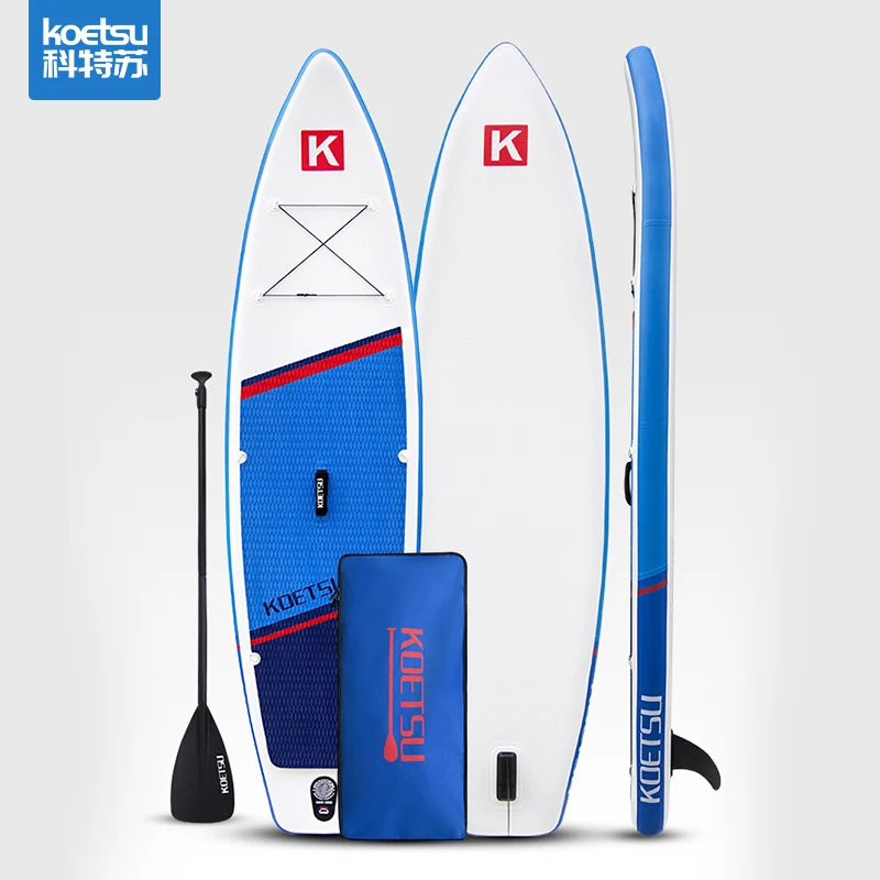 KOETSU Double Layer 10′6 320*76*15cm White Blue Touring  Sup Stand Paddle Board Portable Inflatable PVC Drop StichSurfing