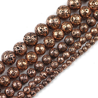 JHNBY Red Bronze Copper Natural Lava Stone Hematite 4/6/8/10/12MM Round Loose Beads For Jewelry Bracelets Making DIY Accessories