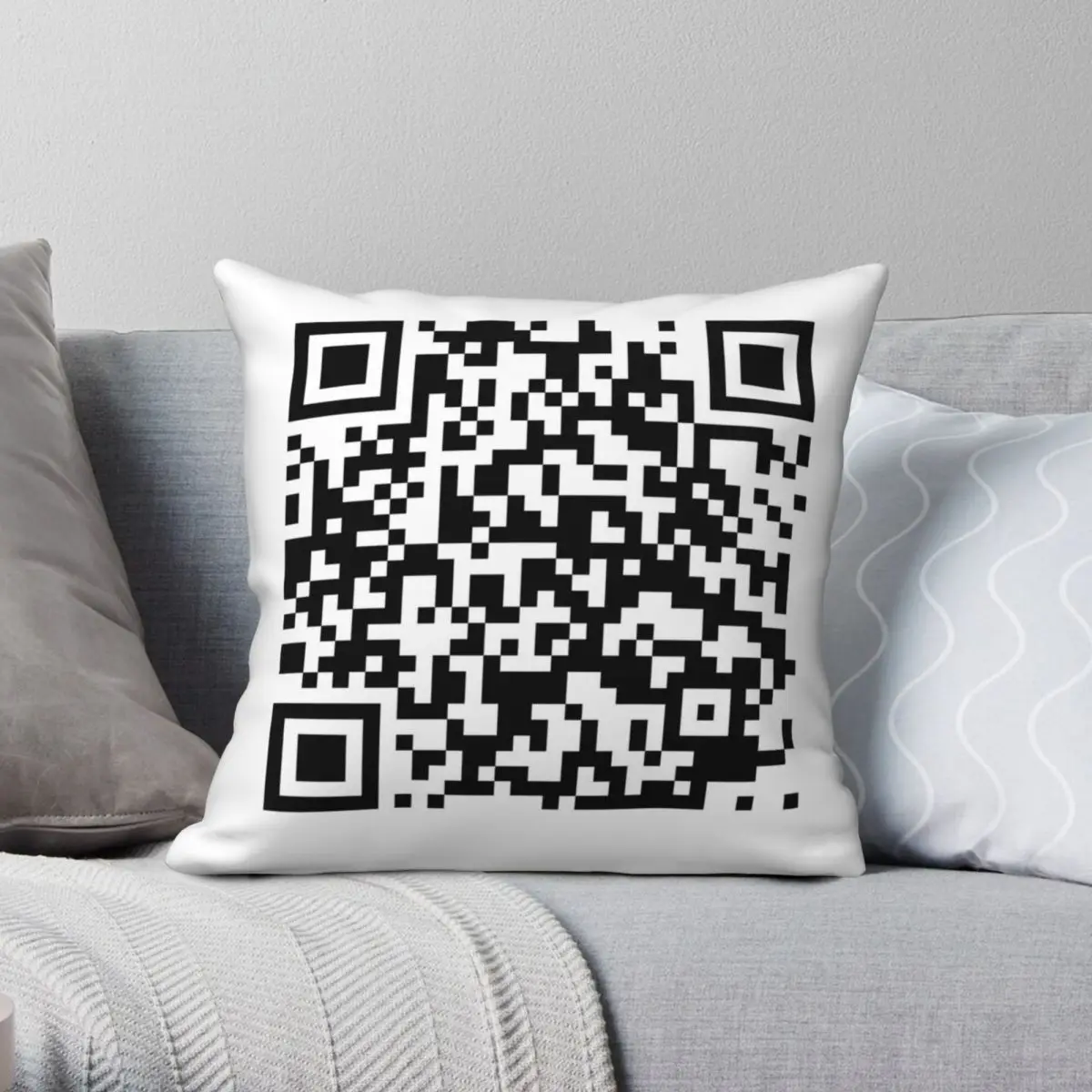 

QrCode Never Gonna Give You Up Square Pillowcase Polyester Linen Velvet Creative Zip Decor Pillow Case Room Cushion Cover 18"