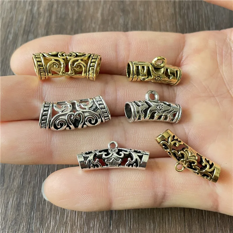

JunKang 10pcs Beads Pendants Jewelry Making DIY Necklace Silver Plated Gold Bails Charm Supplies