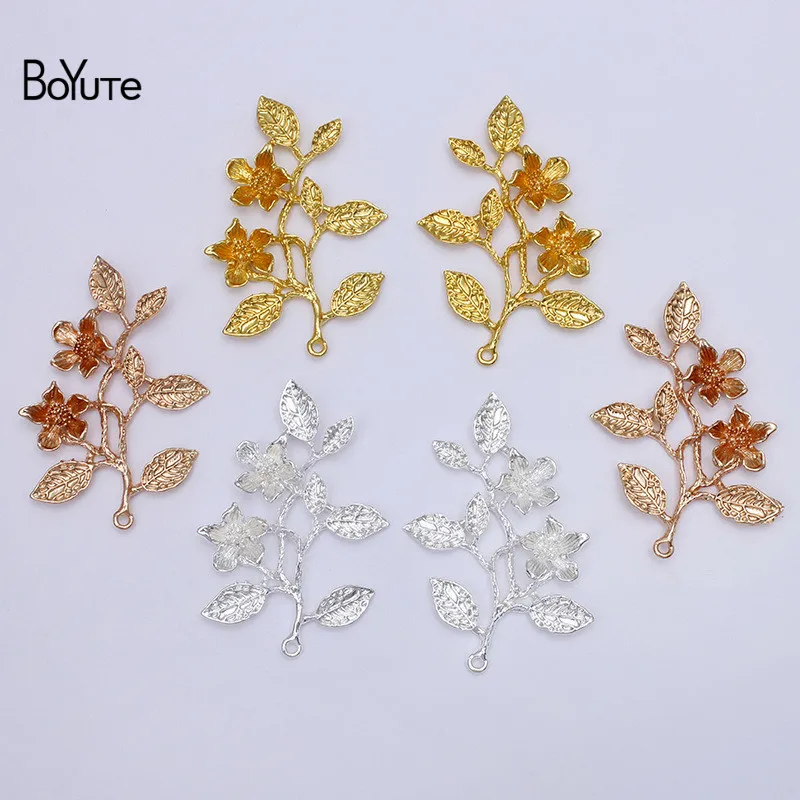 BoYuTe (10 Pairs/Lot) 50*70MM Metal Alloy Flower Branch Pendant Charms Materials Diy Handmade Jewelry Findings Components