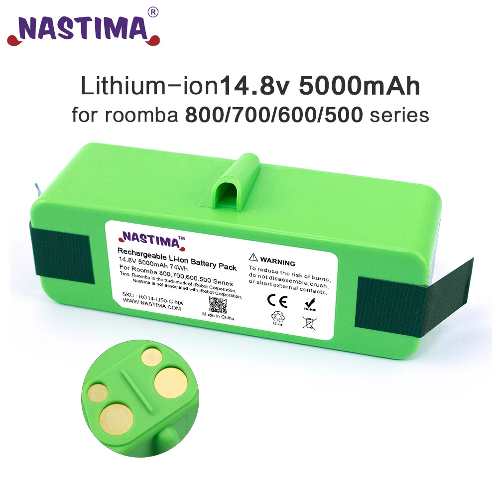 Nastima akumulator litowo-jonowy 5000mAh dla irobot roomba próżni 500 600 700 800 serii 550 560 585 620 631 650 671 675 760 770 780 880