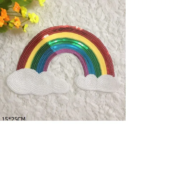 New Sequin Rainbow Sequin Cloth Sticker DIY Apparel Decoration Accessories Sequin Embroidered Cloth Sticker