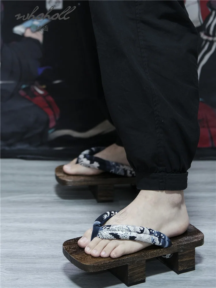 Tamancos japoneses Samurai Wood Geta para homens e mulheres, sapatos de Cosplay Anime, chinelos de verão, sandálias unissex
