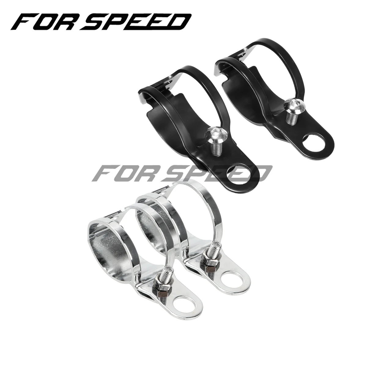 Sliver 1Pair Universal Motorcycle Turn Signal Lamp Headlight Mount Bracket Black Metal Clamp Holder For 33-43mm Front Fork