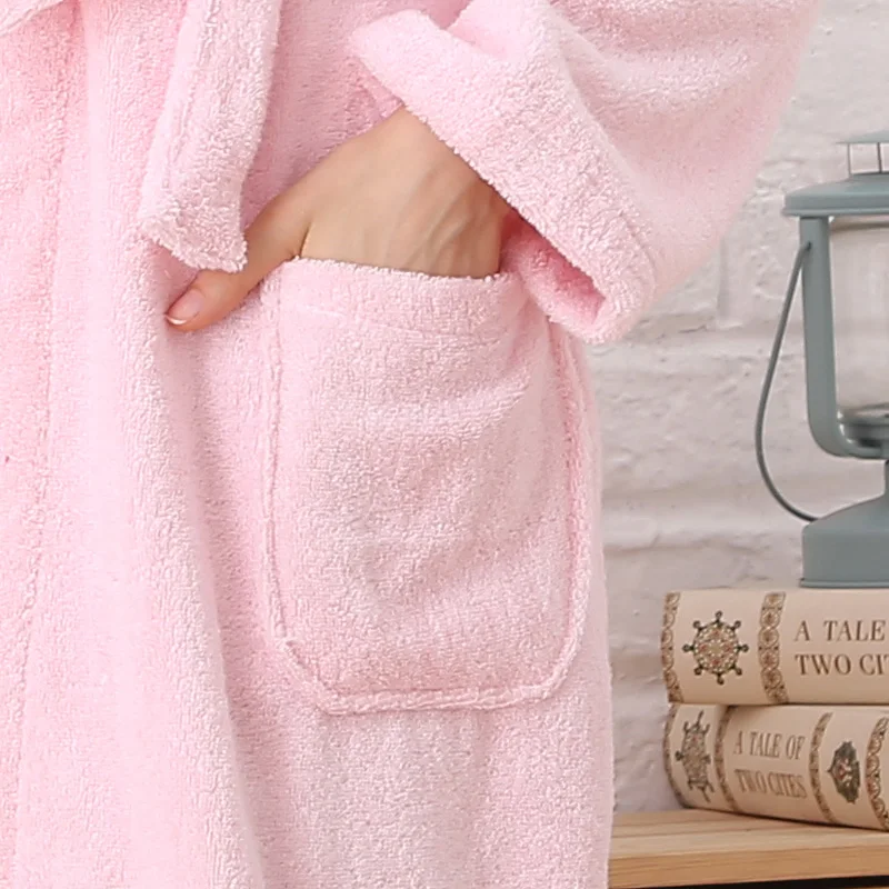 Dicker warmer Bademantel für Herren, lange Robe, Unisex-Plüsch pyjama, Frotteetuch, Frottee-Nachtwäsche, Lounge wear, Winter