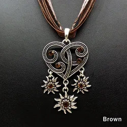 Simple 2022 German Edelweiss Pendants Necklaces for Wome Ribbon Choker Necklace Women Oktoberfest Charm Statement Necklace