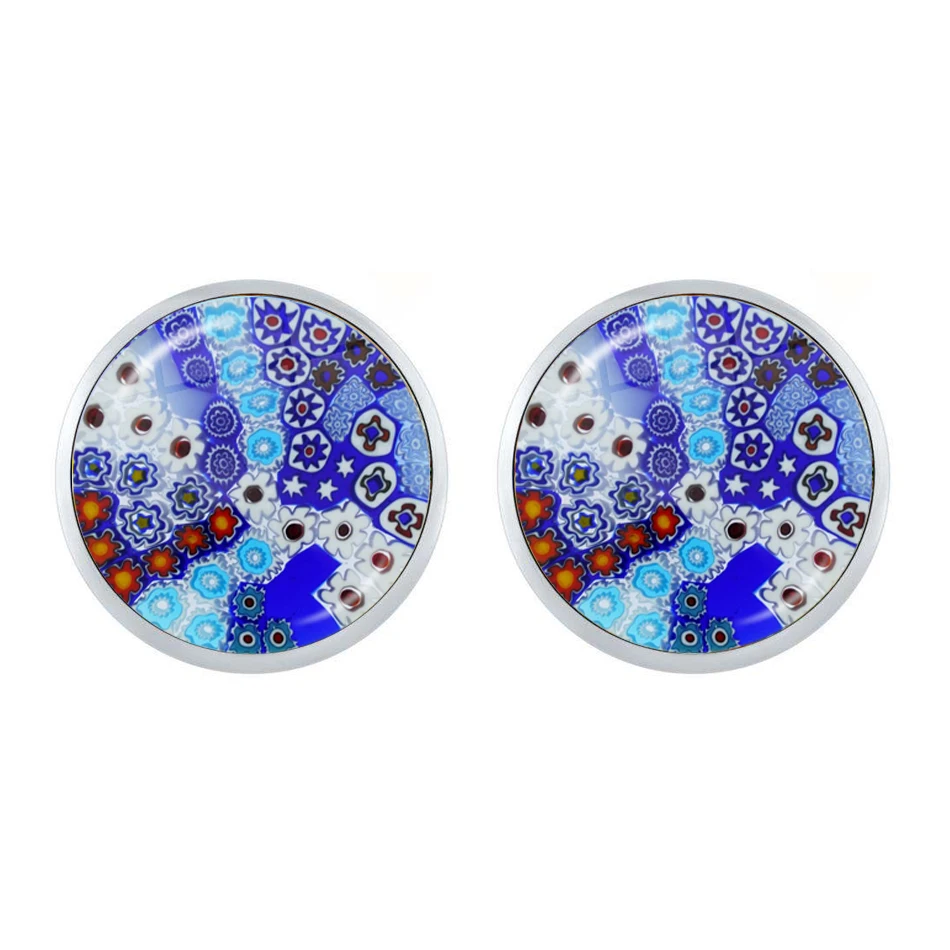 Murano Millefiori Stud Earrings multiColour Flower Ear Nail Inspired Glass Cabochon Earring Jewelry Women Girls Gift Wholesale