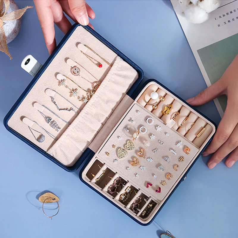 Portable Jewelry Box Jewelry Organizer Display Travel Jewelry Case Boxes Leather Storage Case Joyeros Organizador De Joyas