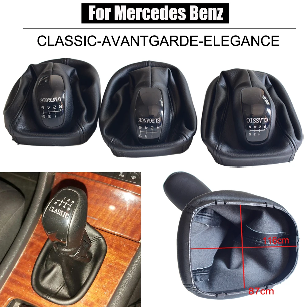 Gearshift Lever Knob Stick Shifter Manual 5 6 Speed For Mercedes Benz C Class W203 S203 Leather Gaitor Boot Cover Car Styling view 2