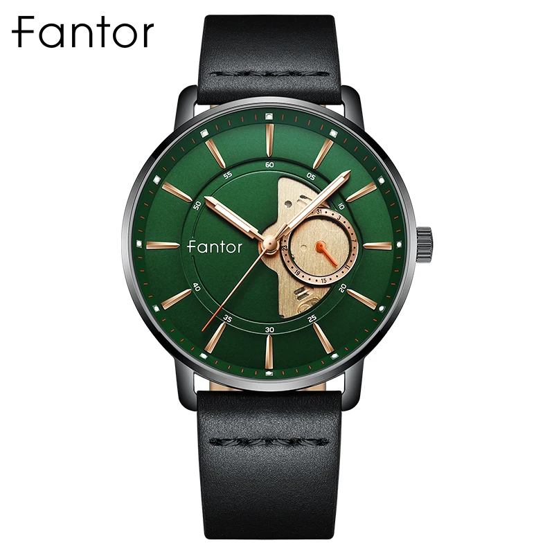 Fantor Brand Luxury Casual Wrist Watch Men Green Whatch Male Leather Watches for Mens Wholesale Price 2020 Quartz Wristwatch