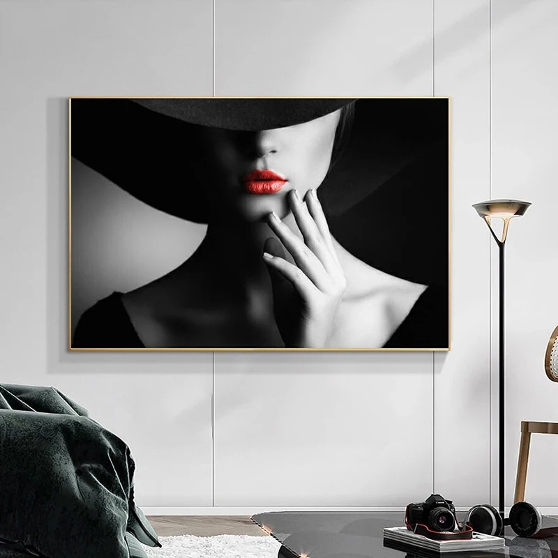 Red Lips Elegant Women Module Art Posters and Prints Sexy Girl Canvas Painting Nordic Wall Art Picture for Living Room Decor