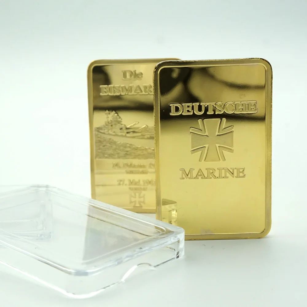 

German Die Bismarck Battleship Gold Plated Bullion Bar/Coins 1OZ Germany Navy Deutsche Marine Gold Bar Souvenir gilding Coin