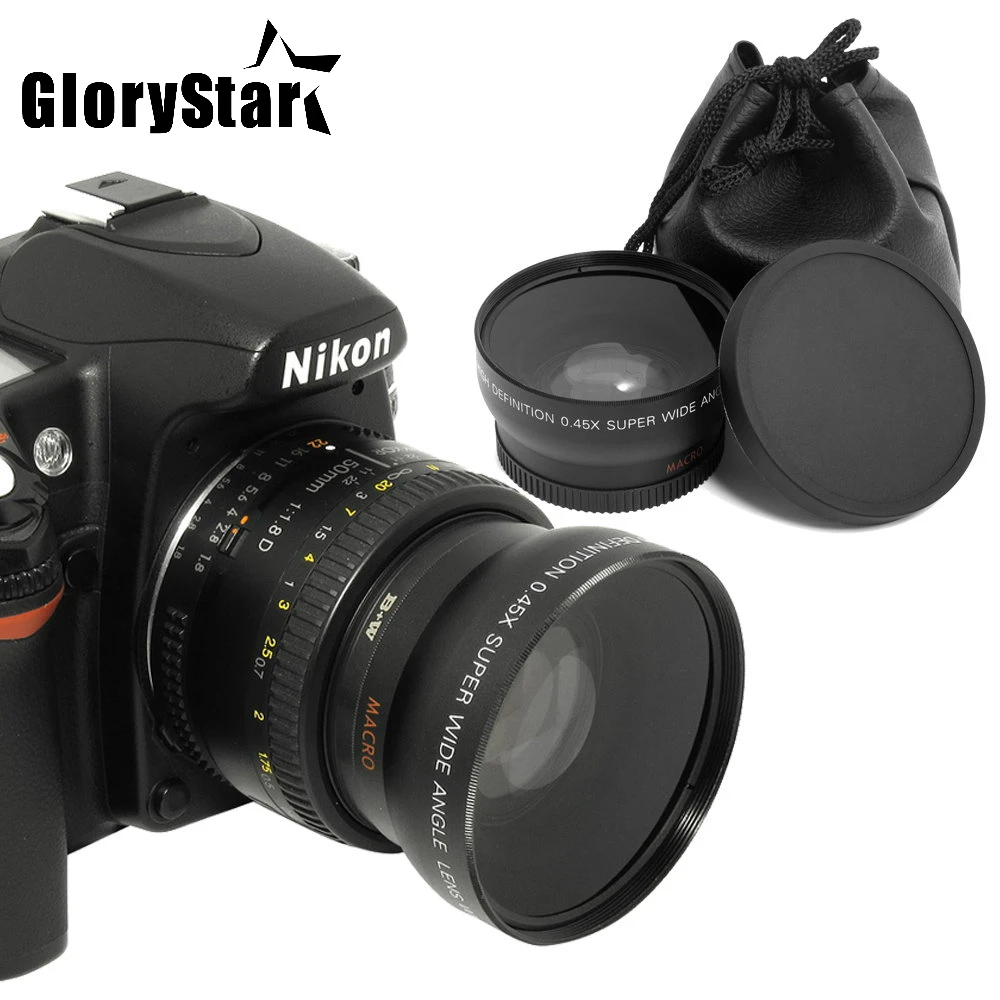 Широкоугольный объектив Glory Star 52 мм 0.45X + макрообъектив для камер Nikon DSLR с УФ-фильтром 52 мм