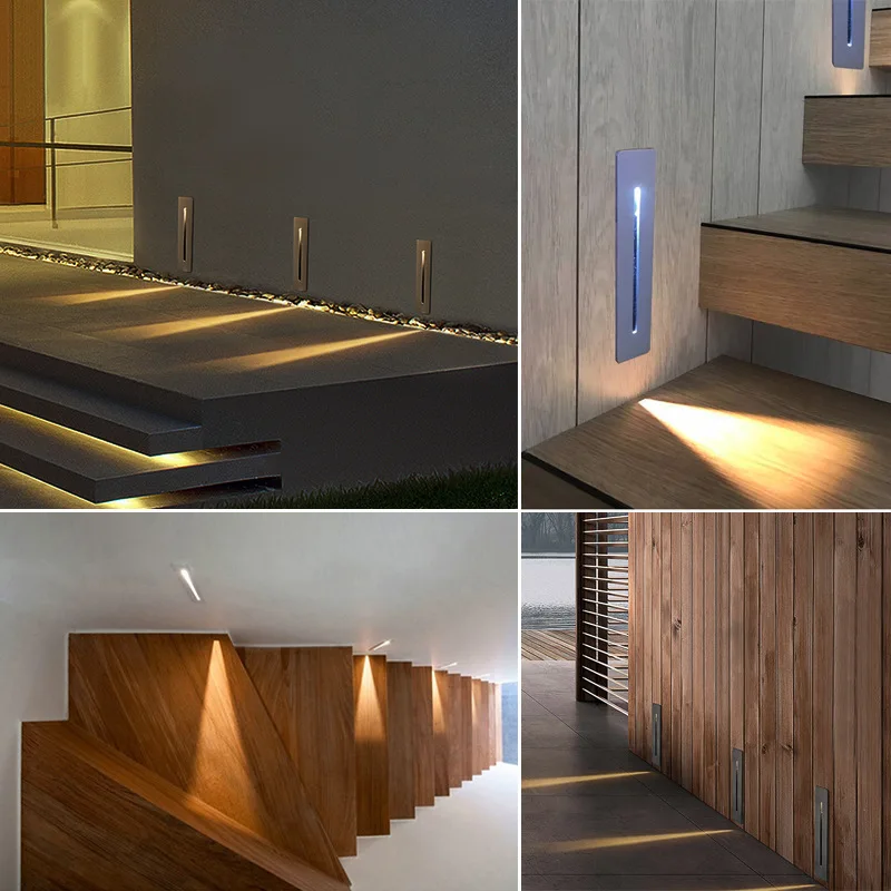 3W Ressessed Led Stair waterproof IP65 AC85-265V and indoor corner step stairway hallyway staircase lamp sensor lampka nocn рога