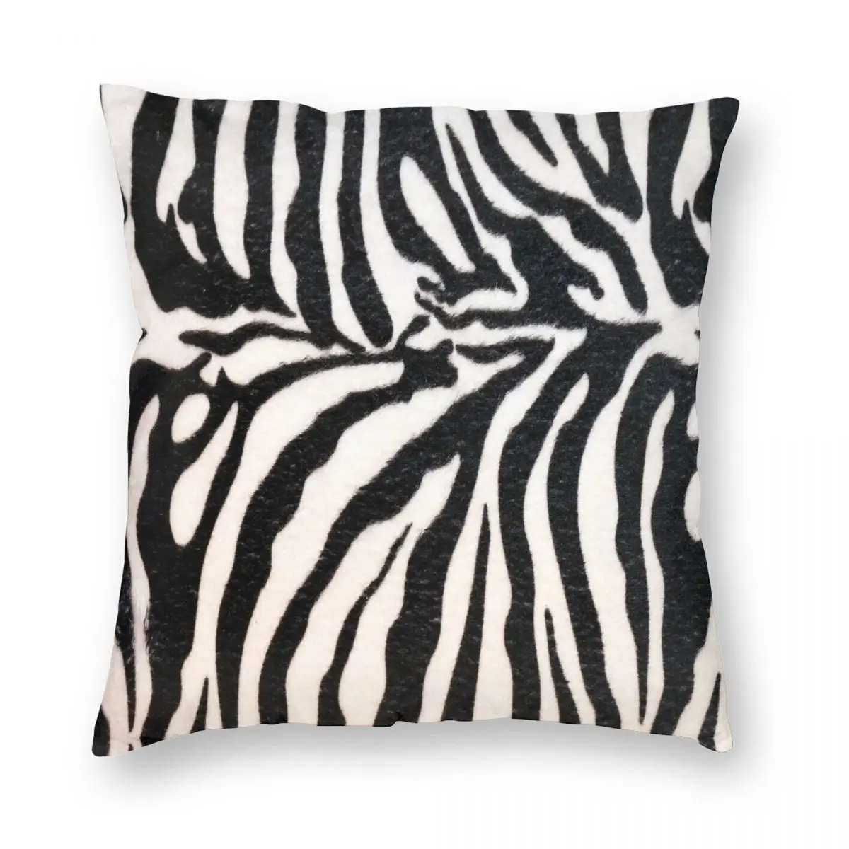 Zebra Stripes Square Pillowcase Polyester Linen Velvet Pattern Zip Decor Pillow Case Room Cushion Case