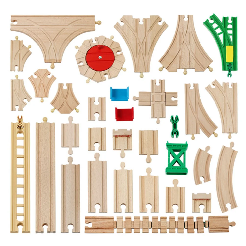 New Wooden Railway Set Parts Beech Wooden Train Tracks Accessories For Biro Track Toy Car Educational Toys Kids Children Gift