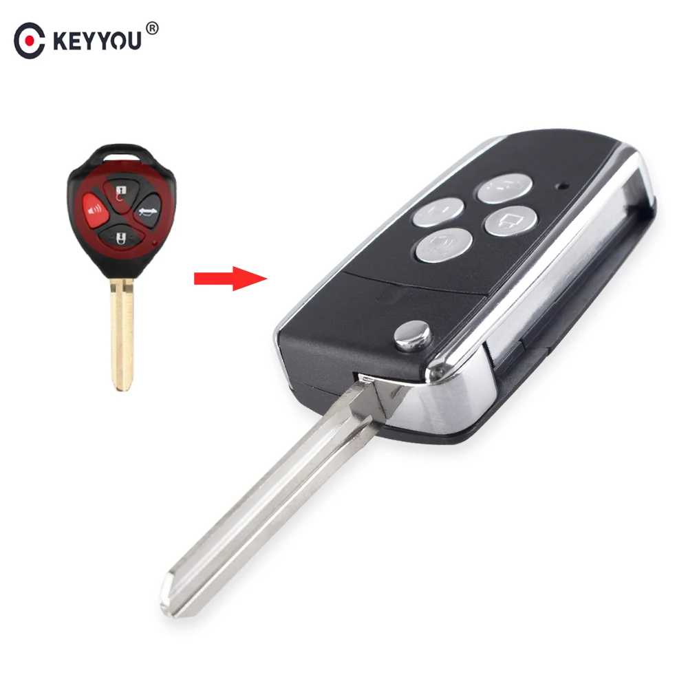 

KEYYOU 4 Button Modified Flip Folding Car Remote Key Fob Case For Toyota Camry Avalon Camry Matrix RAV4 TOY43 Blade Key Shell