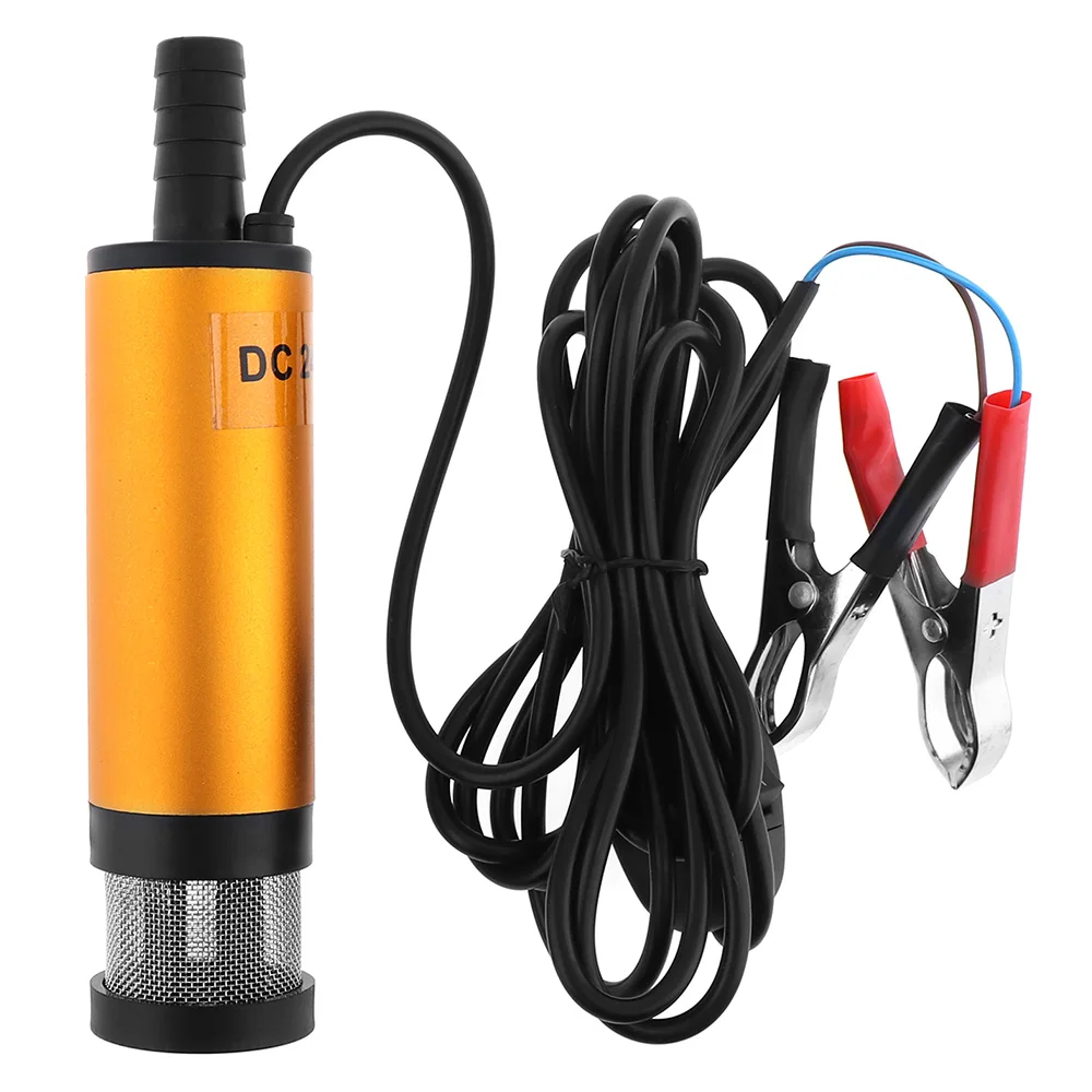 Aluminum Alloy Auto Car Electric Submersible Pump 12V 24V Fuel Water Oil Transfer Pump Tool with 2 Alligator Clips