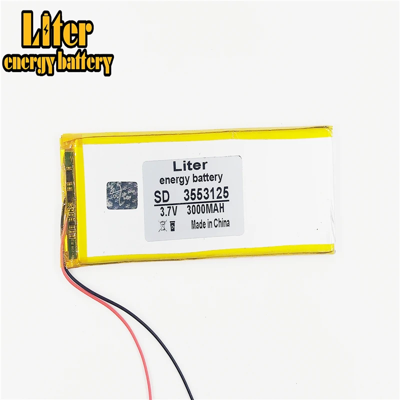 3.7V 3000mah 3553125 355125Lithium Polymer Li-Po Rechargeable Battery For Mp4 Mp5 GPS PAD E-Book tablet pc power bank video game