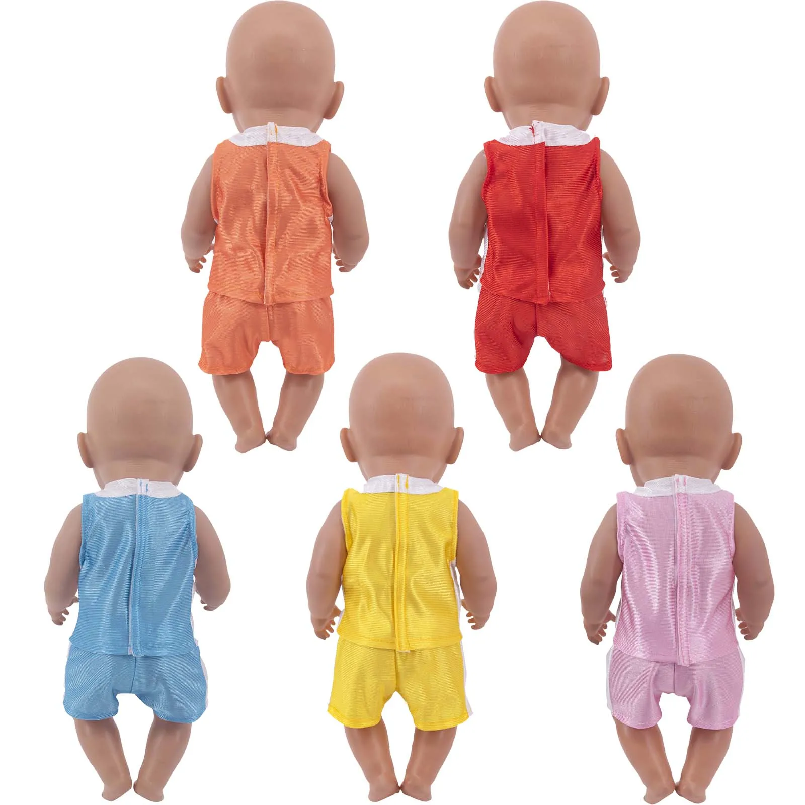 The New Doll Clothes Multicolor Soccer Uniform T-Shirt Shorts Suit Fit 18Inch American&43Cm Born Baby Girl Doll Gift For Girls