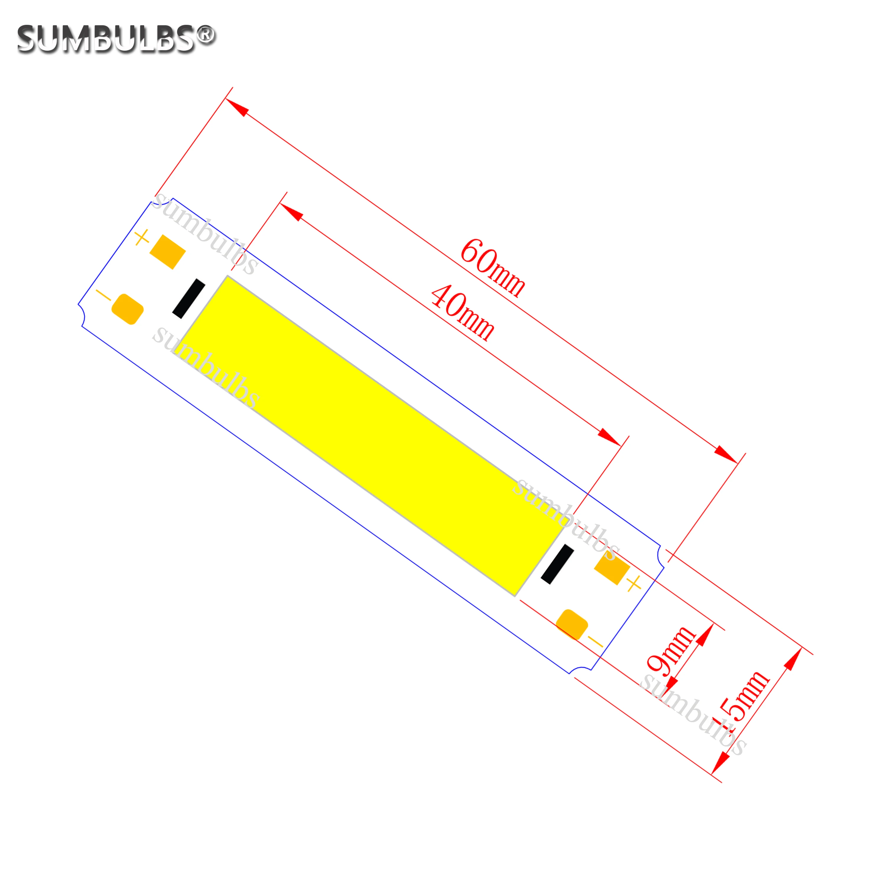 Bombilla de barra de tira COB para lámpara de trabajo DIY, 5V CC, USB, 2W, 60x15mm, blanco frío cálido, 3000K, 6500K