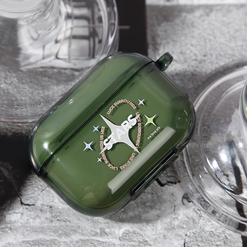 Simpatico cartone animato stella verde custodia per Apple Airpods 2 1 Cover Art pittura custodia per auricolare trasparente per airpod Pro scatola per cuffie