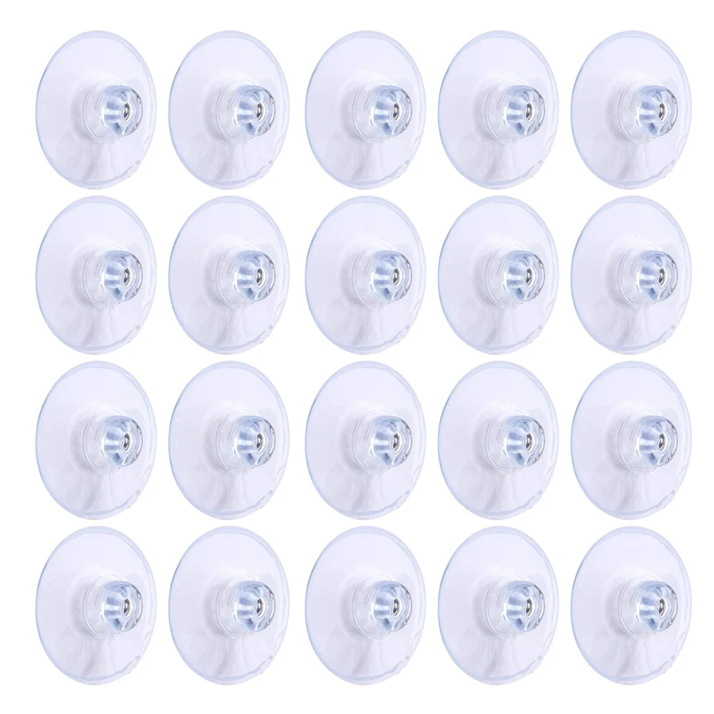Ventosa transparente sin gancho, almohadillas de plástico reutilizables para vidrio, 45mm, 20 unidades