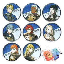 50mm Fires Emblem ThreeHouse Game Dimitri Alexandre Bladud Ashe Ingrid Annette Sylvain Metal Badge Brooch Pins