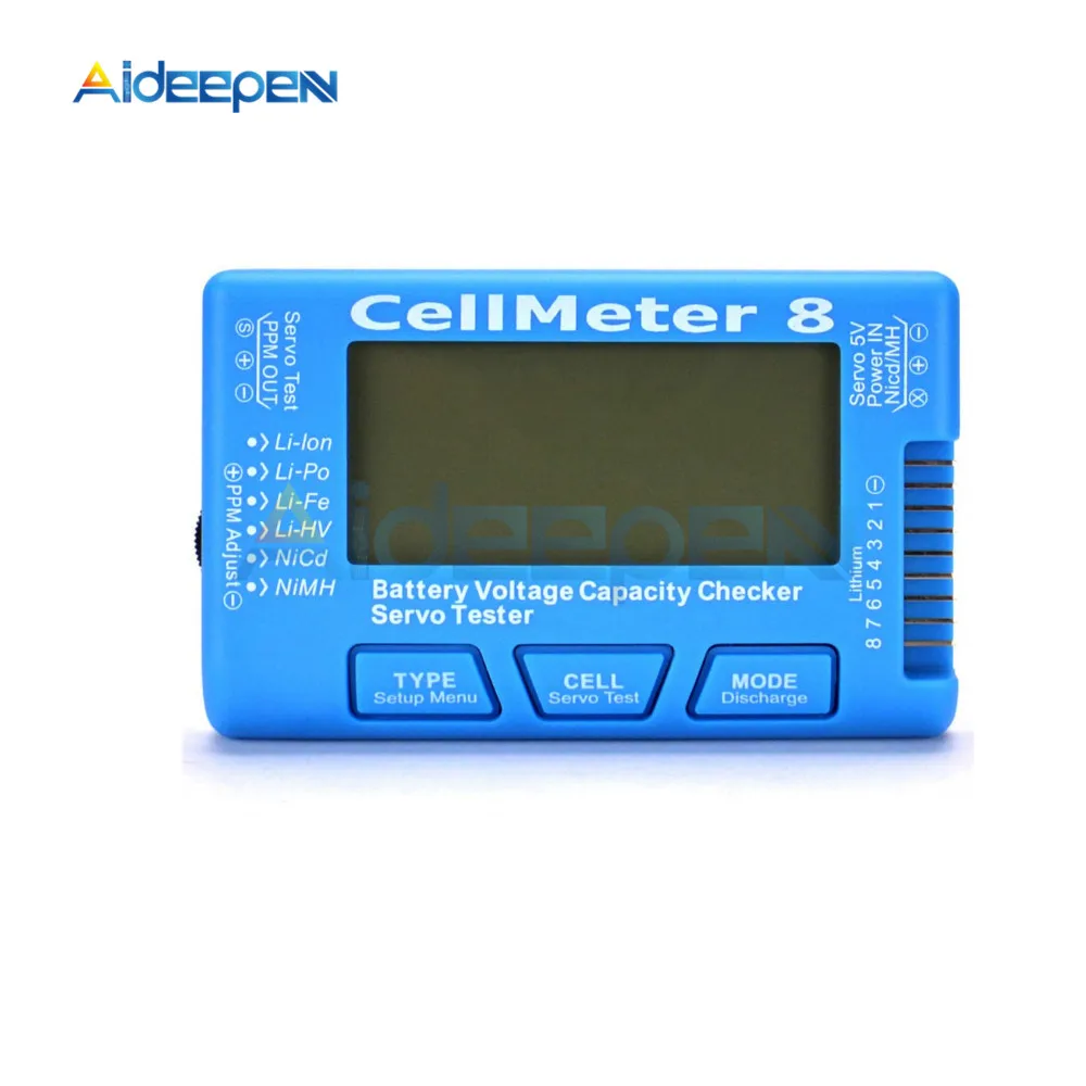 Màn Hình Kỹ Thuật Số LCD Dung Lượng Pin Máy Kiểm Tra CellMeter-7 RC CellMeter 8 2-8S 4-8S Servo LiPo Lý-Lon NiMH Pin Bút Thử Bút Thử Điện Áp