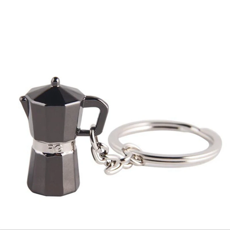 5PCS Creative Barista Coffee Tamper Keychain Espresso Portafilter Moka Pitcher Keyring Portable Coffee Accessories Gift