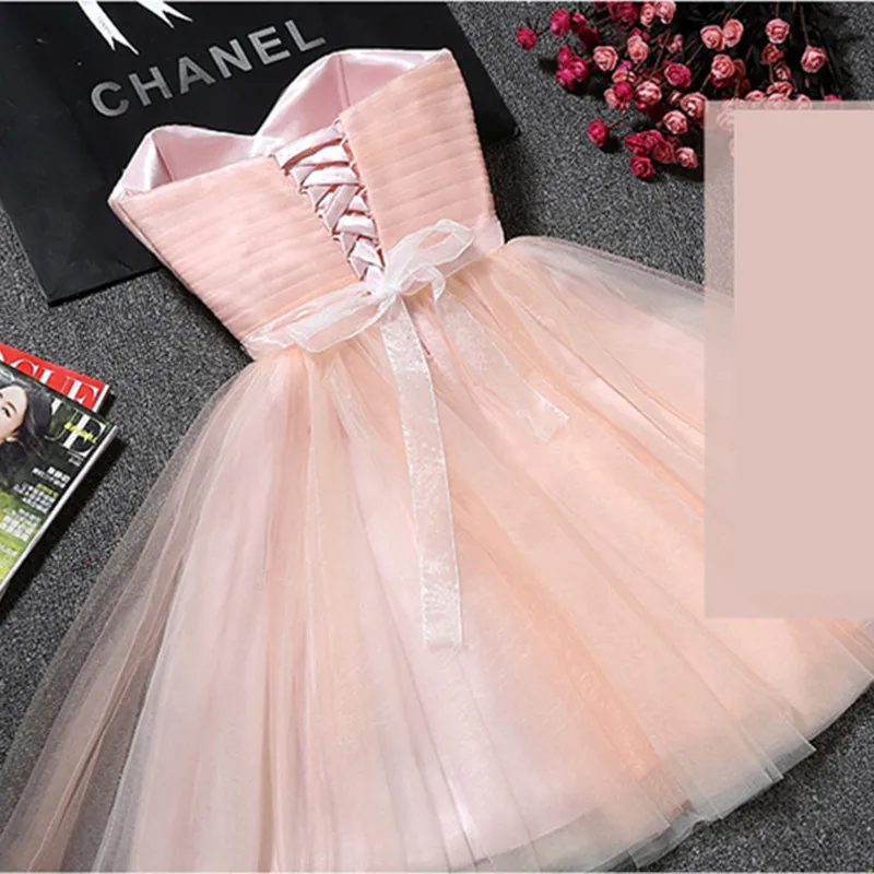 YRPX-90#Evening Dress Short Prom Graduation Classmate party Dresses Pink Red Champagne Blue Wholesale Girl Birthday suit Lace Up