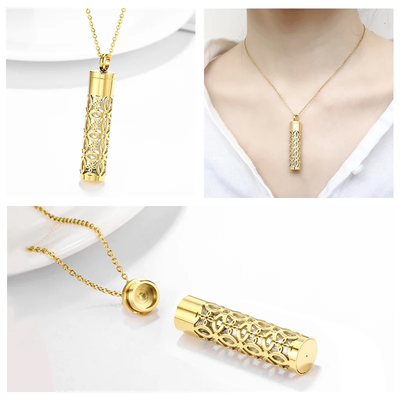 Free Hose or Padd Glass Aromatherapy Locket Necklace Jewelry Screw Stainless Steel Essential Oil Diffuser Pendant For Women Man image 4