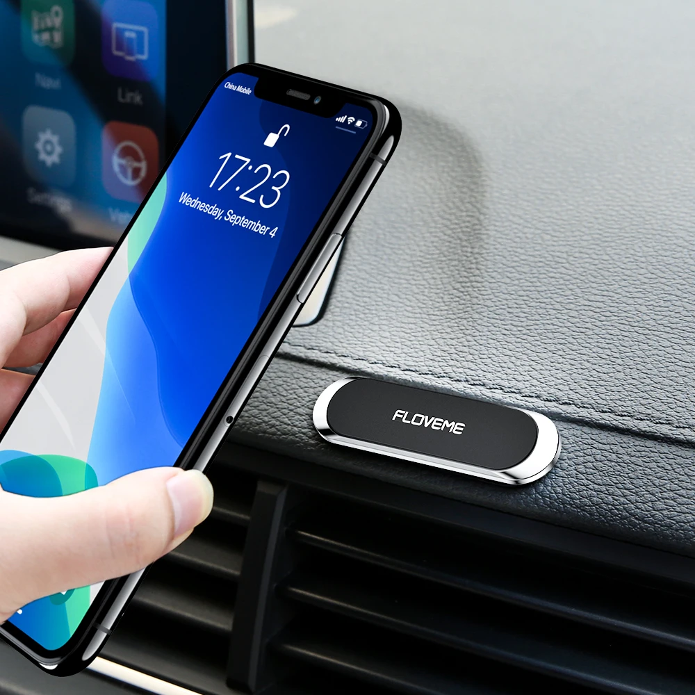 FLOVEME Mini Strip Shape Magnetic Car Phone Holder Stand For Phone In Car Magnet Car Mount Dashboard Suport Cell Phone Stand