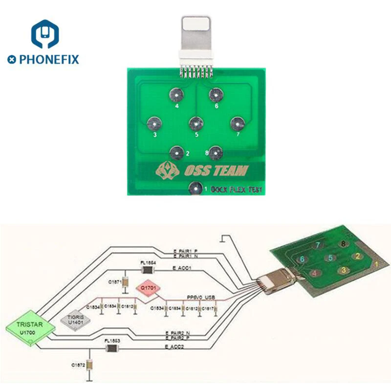 3Types Dock Flex Test Board U2 IC/Battery/Charging Port 5 Pins IP System Easy Test Board Direct Test foriPhone Android Tail Plug