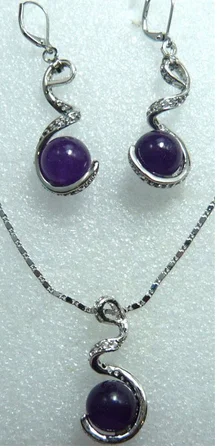 

lady's noblest 12mm Amethyst CZ pendant earring set