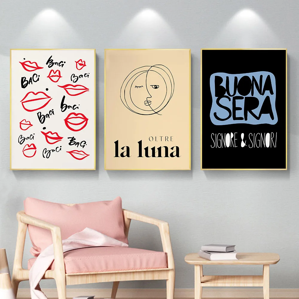 Mare Sole Amore Italian Art Prints Summer Beach Holiday Landscape Wall Art Color Umbrella Poster Canvas Painting Nordic Decor