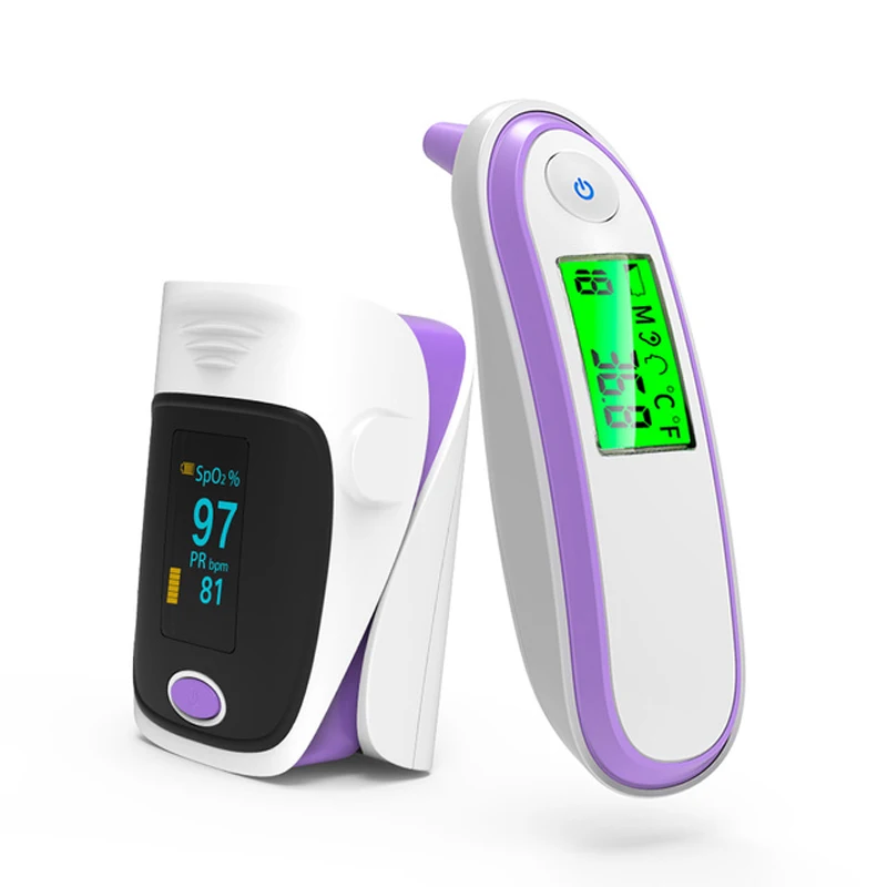 2 in 1 Medical Baby IR Ear Thermometer with Fingertip Pulse Oximeter Digital Portable Spo2 PR Oximetro De Pulso Health Device