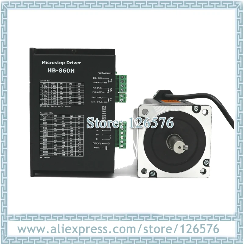 

86 2-Phase Hybrid Stepper Motor 12N.m 86BYGH250D + HB-860H DMA860H 18-80VAC/24-100VDC 7.2A Nema34