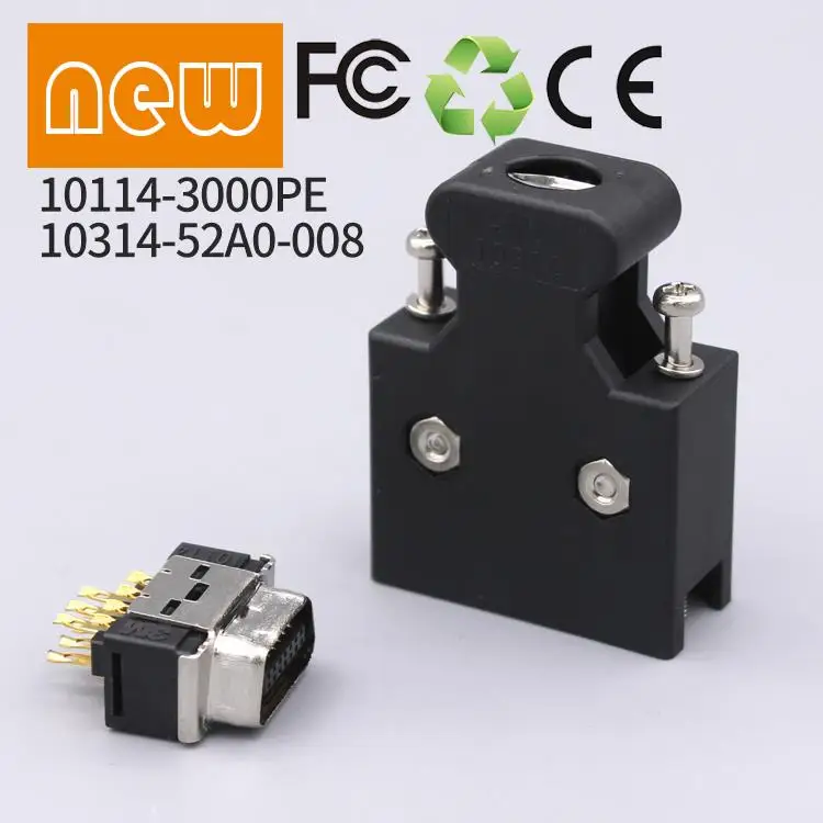 2 개/몫 MDR 14 핀 10114-300010314-52A0-008 커넥터 100% 신규 및 원본