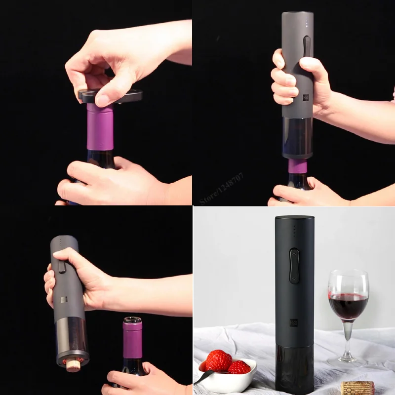 Huohou Opener Automatic Red Wine Bottle Opener cap Stopper fast Decanter Set Electric Corkscrew Foil Cutter Cork Tool