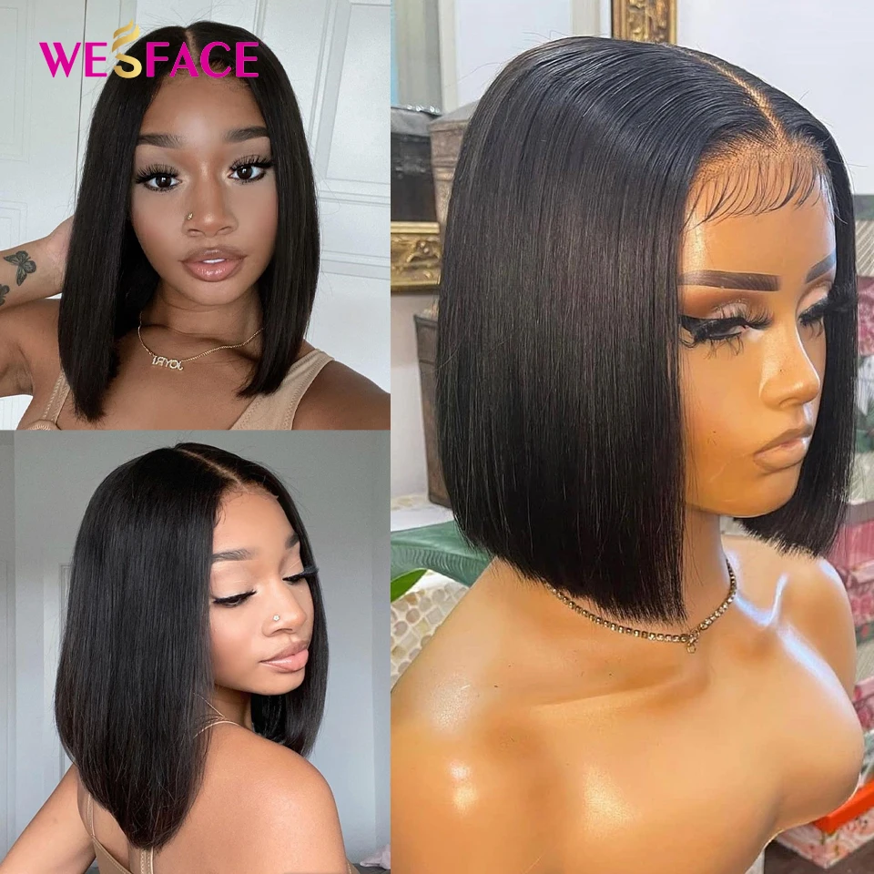 

Bob Wig Human Hair Wigs For Black Women 13X4 Short Straight Bob Lace Front Wig Brazilian Pre Plucked Natural Color Human Hair