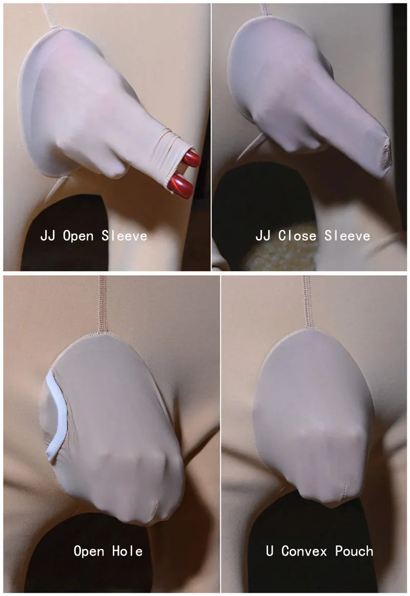 120D Bodysuit Pria Seksi Beludru Bodysuit Kantung Cembung U Pakaian Bawah Cincin Pas Badan Terbuka Lengan Ketat Perban Elastisitas Tinggi