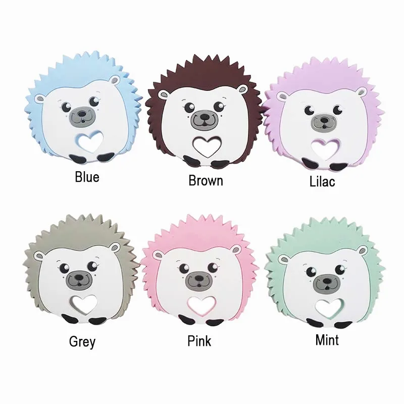 Chenkai 5PCS Silicone Hedgehog Teether Baby Cute Animal Teether For DIY Baby Nursing Chewing Teether Chain Pendant Necklace Toy
